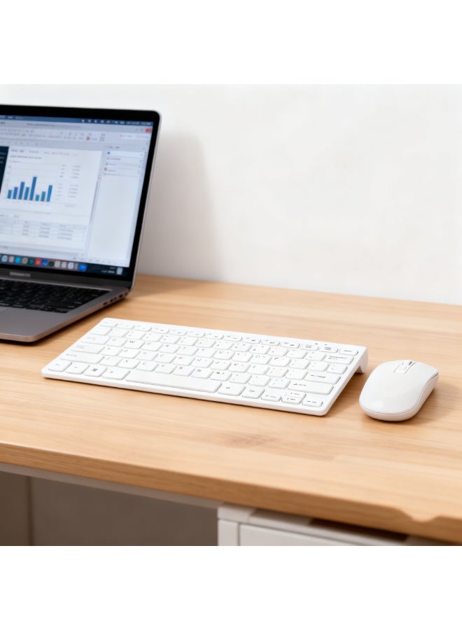 مجموعة كومبو لوحة مفاتيح وماوس لاسلكية، ماوس لليد اليمنى، USB لاسلكي 2.4 جيجا هرتز، متوافق مع الكمبيوتر الشخصي والكمبيوتر المحمول، أبيض - Image 2