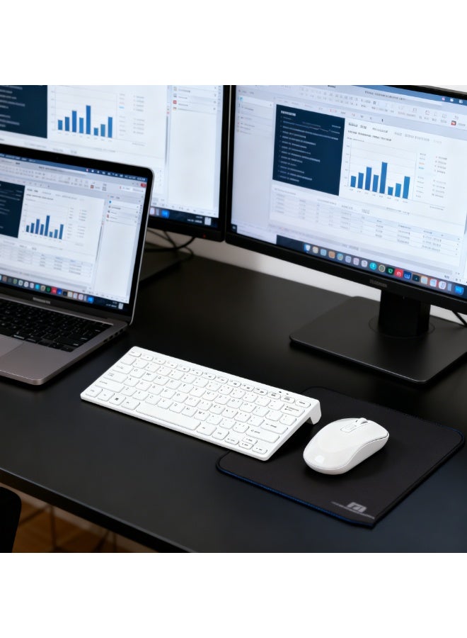 مجموعة كومبو لوحة مفاتيح وماوس لاسلكية، ماوس لليد اليمنى، USB لاسلكي 2.4 جيجا هرتز، متوافق مع الكمبيوتر الشخصي والكمبيوتر المحمول، أبيض - Image 5