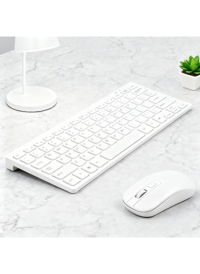Wireless Keyboard and Mouse Combo Set, Right-Handed Mouse, 2.4 GHz Wireless USB, Compatible with PC, laptop, White - Image 3