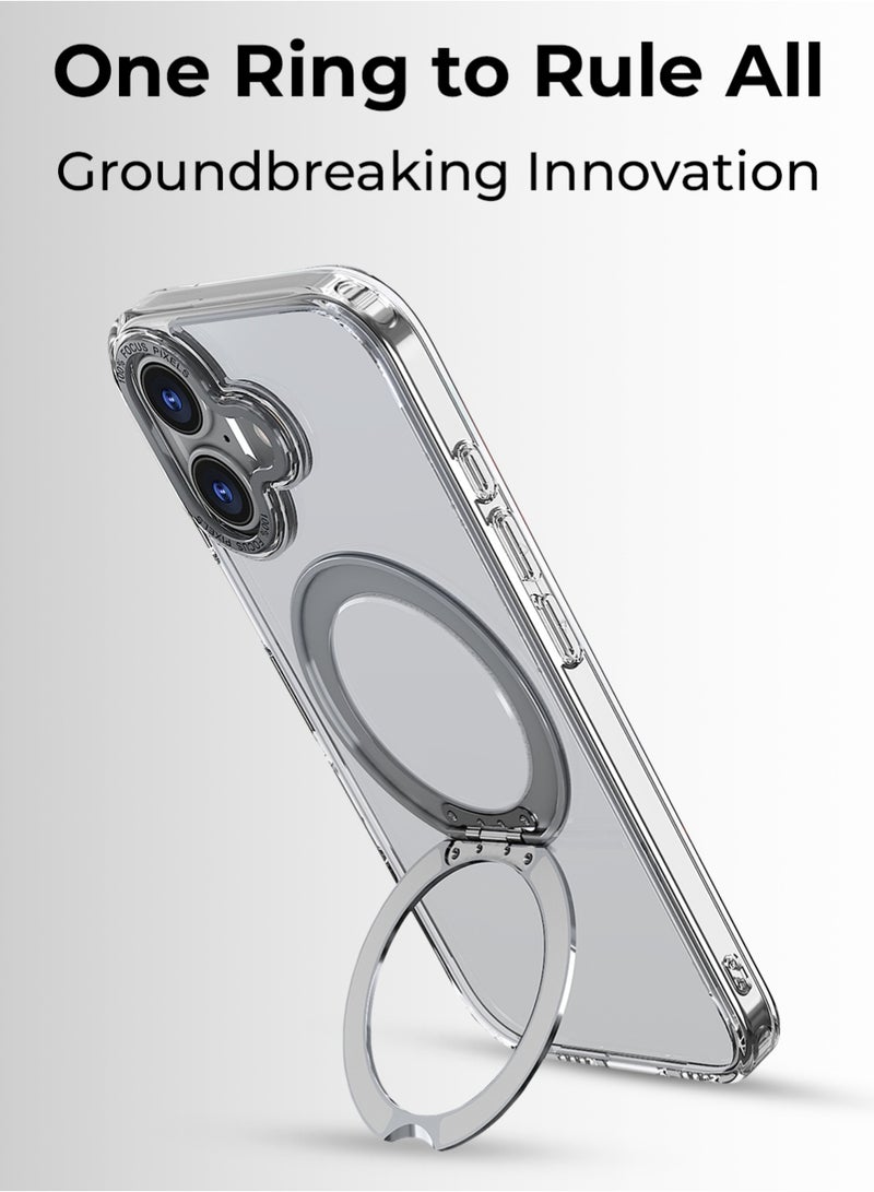 جلاسولوجي iPhone 17 Magsafe Case with 360° Rotating Ring Stand Heavy duty Protection Anti Scratch Extra Raised Edges Strong Magnets For All Magsafe Accessories Sleek White Finish - Image 3