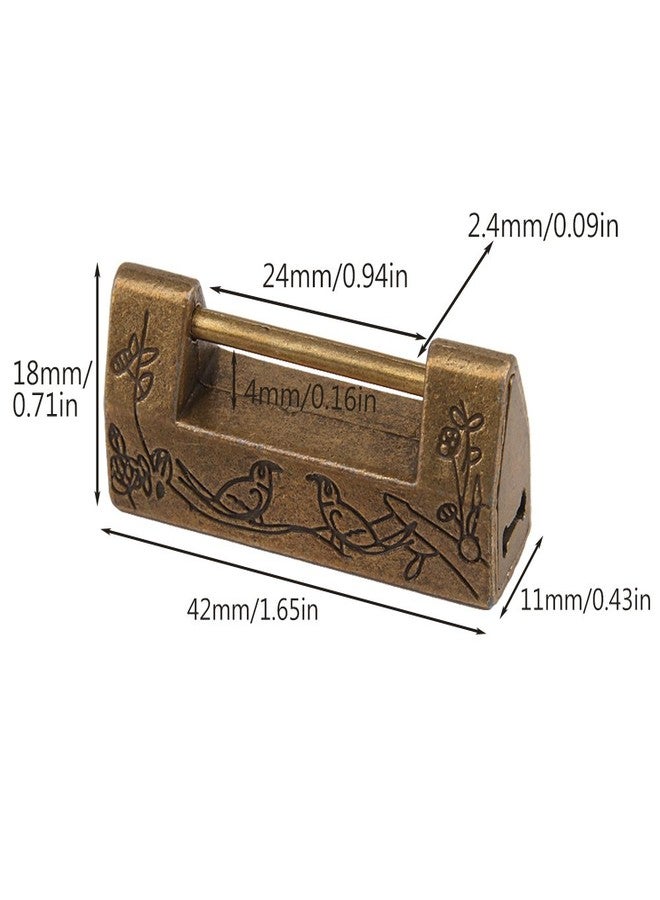 GTHER Decorative Vintage Lock and Key, Antique Chinese Padlock Magpie Flower Old Lock for Small Wooden Box Furniture Cabinets Chest - Image 4