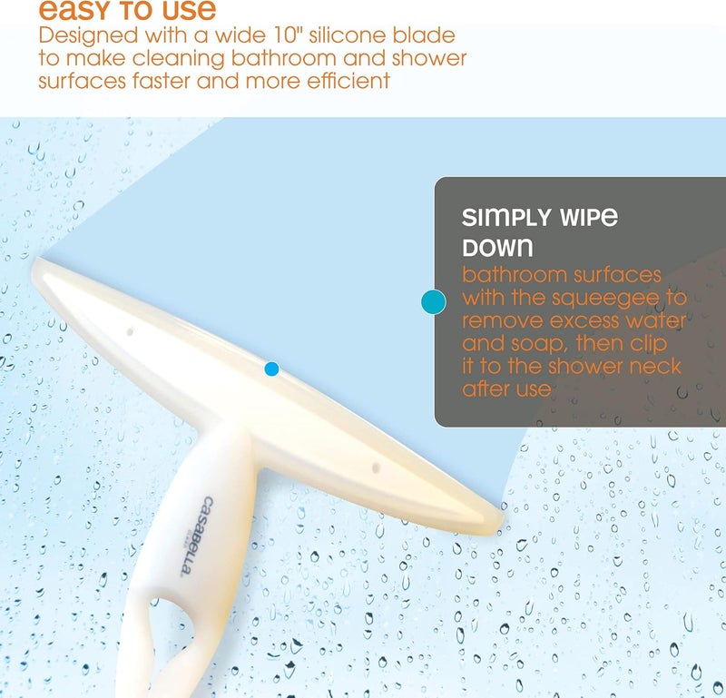 Casabella , White 44037 Clip on Silicone Squeegee, 10-1/8" x 1-1/4" x 6-3/4" h - Image 5