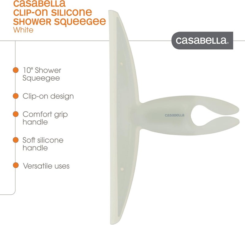 Casabella , White 44037 Clip on Silicone Squeegee, 10-1/8" x 1-1/4" x 6-3/4" h - Image 2
