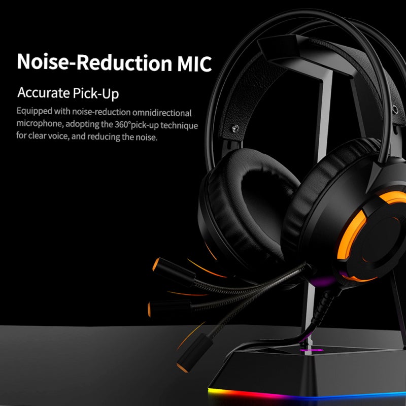 Gaming Headset: Black 50mm Drivers, 7.1 Surround Stereo Sound - Noise-Reduction Mic, Wired Headphones for PC Gaming & Extended Wear - Image 2