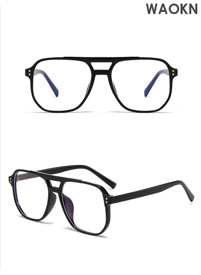 WAOKN Blue Light Glasses for Men Women Clear Lens Eyeglasses, Aviator Frame Eye Glasses ,Blue Light Blocking UV Protection for Reading Gaming Computer TV Phone Glasses , PC material eyeglass frame,Unisex，Black. - Image 5