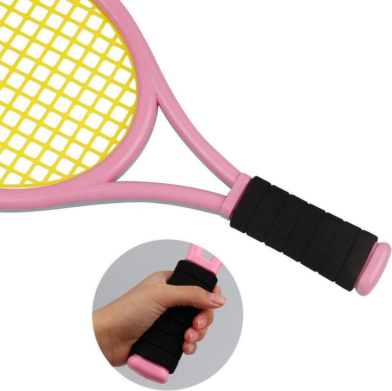 Crefotu Tennis Racket Set for Children,17 Inch Racquet with 1 Tennis Balls,4 Badminton Shuttlecocks and 3 Soft Balls for Toddler Indoor/Outdoor Sports - Image 4
