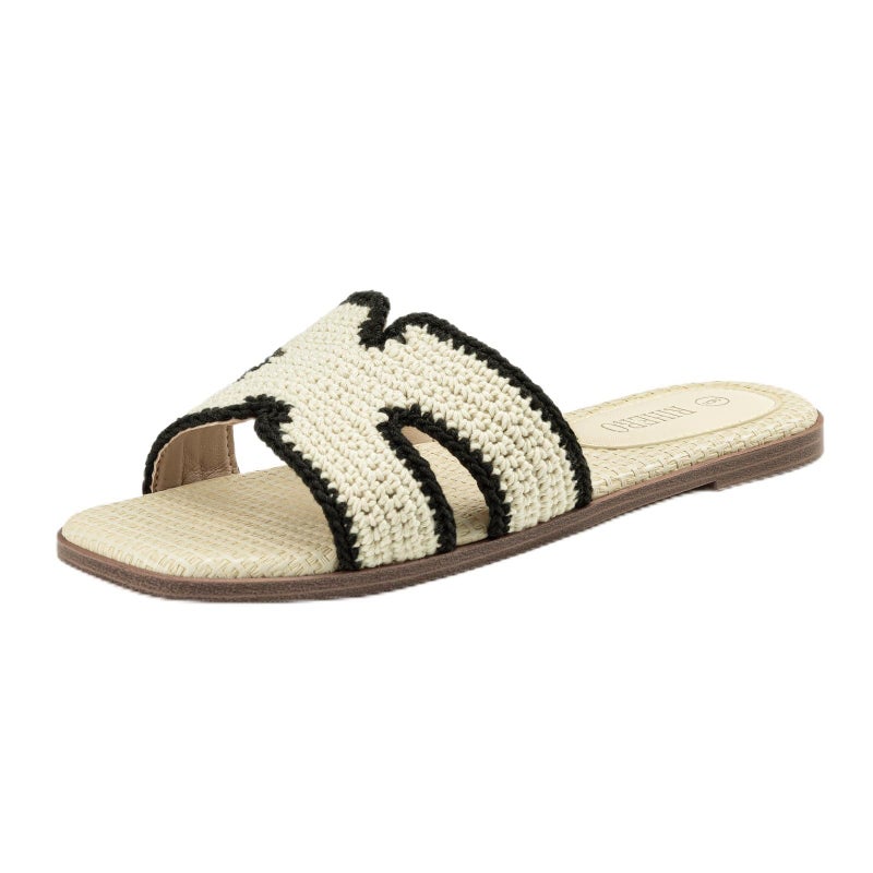 Rihero Women's Dressy Flat Sandals Comfortable Slip On Leather Slide Sandals - Image 1