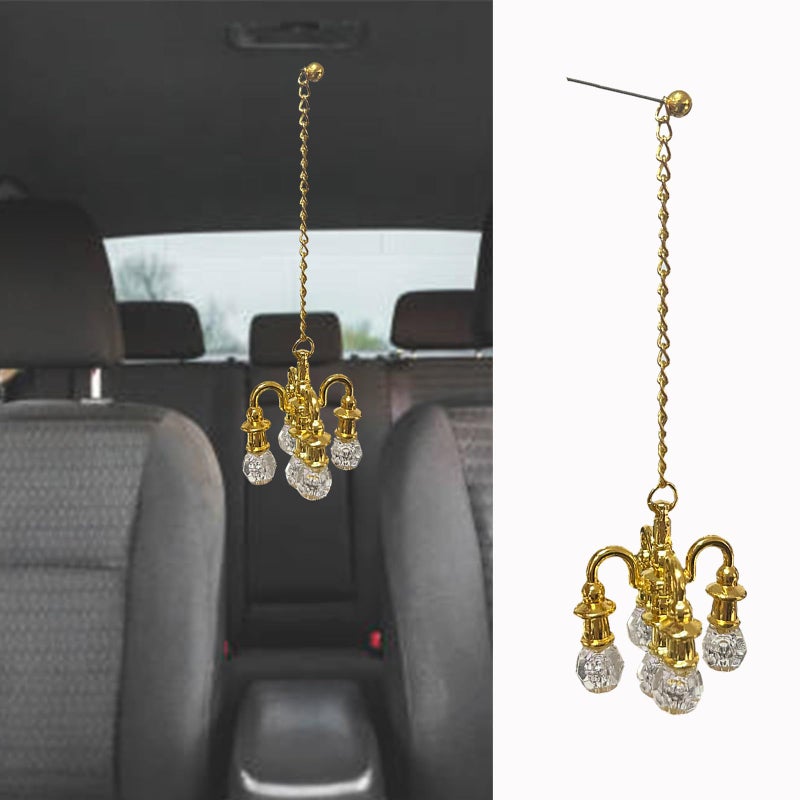 SPANSEE Car Chandelier Mini Chandelier for Car Gold Hanging Accessory Cute Interior Decor - Image 3