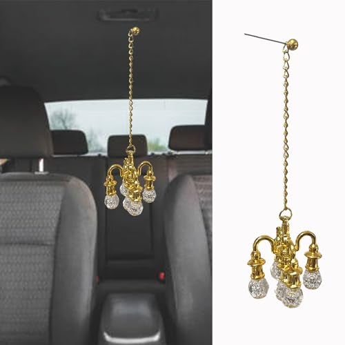 SPANSEE Car Chandelier Mini Chandelier for Car Gold Hanging Accessory Cute Interior Decor - Image 1