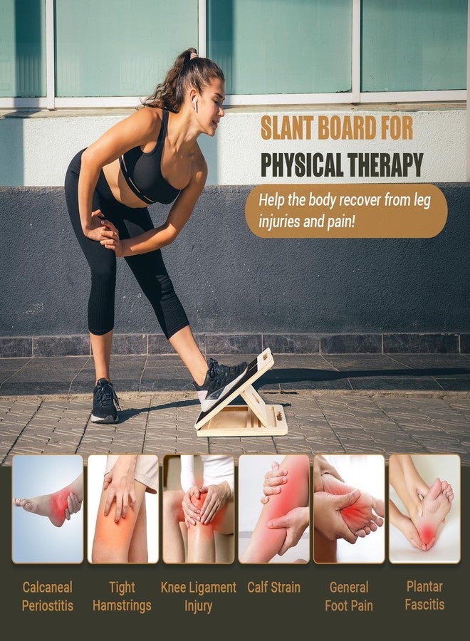 ODCPN Wooden Slant Board for Calf Stretching, Portable Adjustable Calf Stretch Board with Training Poster & Resistance Bands, 300lb Weight Capacity Calf Ankle Achilles Physical Therapy Leg Exercisers - Image 5