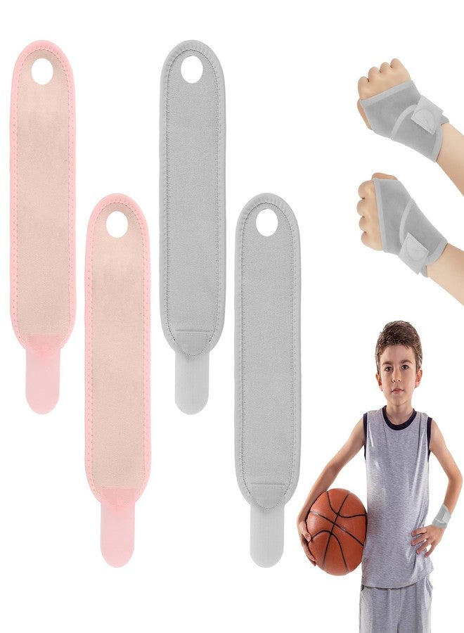 Pretwad 4 PCS Kids Wrist Support Brace - Night Wrist Sleep Support Brace, Youth Wrist Brace, Adjustable Compression Straps for Sports and Daily Activities (Pink+Grey) - Image 1
