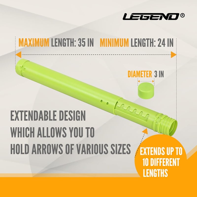 Legend Arrow Tube Case - Adjustable Holder for Hunting, Target Shooting - Extendable Design - Protective EVA Foam Separators Included - Archery Storage for 12 Carbon Arrows - Image 4
