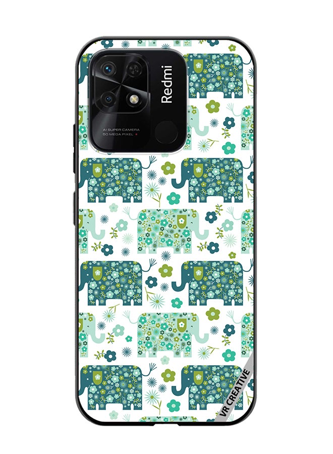 VR CREATIVE Protective Case Cover For Xiaomi Redmi 10C Cute Elephant Green Design Multicolour - Image 1