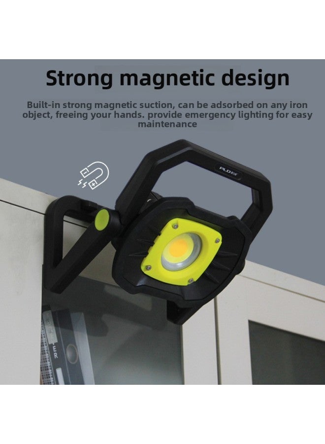 إسكدنيا ضوء العمل المحمول ضوء الطوارئ المحمول أدى شحن سعة كبيرة الإضاءة الهندسية في الهواء الطلق الكاشف الطاقة: Wj020-أسود وأصفر (باستثناء المغناطيس) + شاحن + صندوق ألوان - Image 4