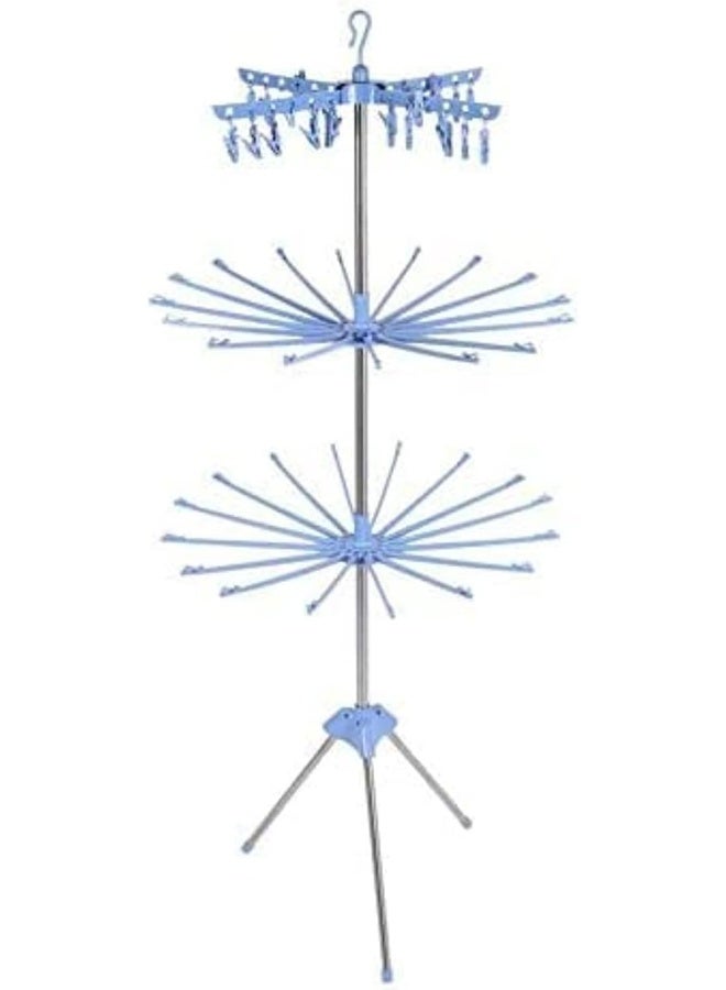 Clothes Drying Stand with 56 Clips 10 Towel Bars - 3 Tier - Image 1