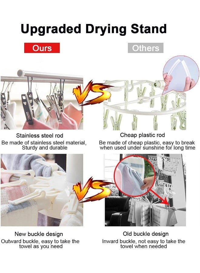 Clothes Drying Stand with 56 Clips 10 Towel Bars - 3 Tier - Image 2