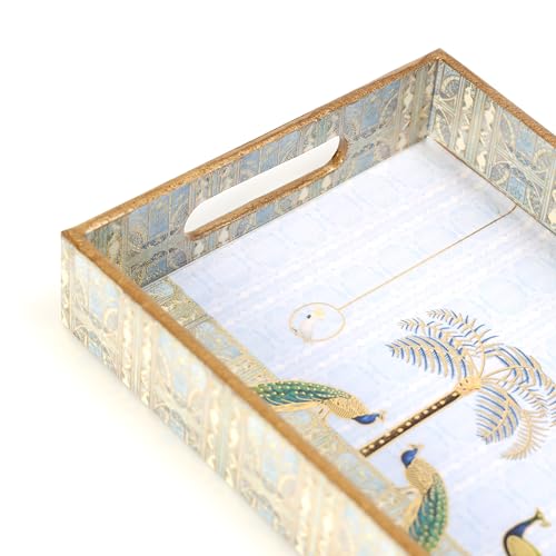 DULI MDF Wooden Tray Set of 3 with Elephant & Camel Print, Enamel Coated, Waterproof, with Handles – 16x10, 14x8, 12x6 Inches (Setof3-RoyalCamelandElephantWP) - Image 5
