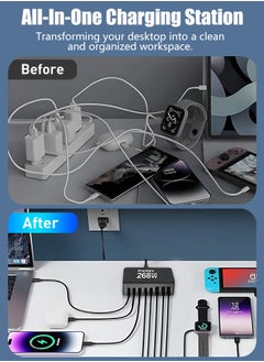 PINREK 268W GaN USB C Charger,  8 Port Type C Fast Charging Station Hub Block, Wall Charger Power Strip Adapter Plug Cube 5 PD USB C 3 QC USB A Laptop Charger for MacBook Air Sumsung S23 iPhone 15 14  iPad  - Image 2