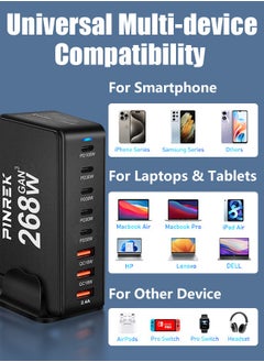 PINREK 268W GaN USB C Charger,  8 Port Type C Fast Charging Station Hub Block, Wall Charger Power Strip Adapter Plug Cube 5 PD USB C 3 QC USB A Laptop Charger for MacBook Air Sumsung S23 iPhone 15 14  iPad  - Image 4
