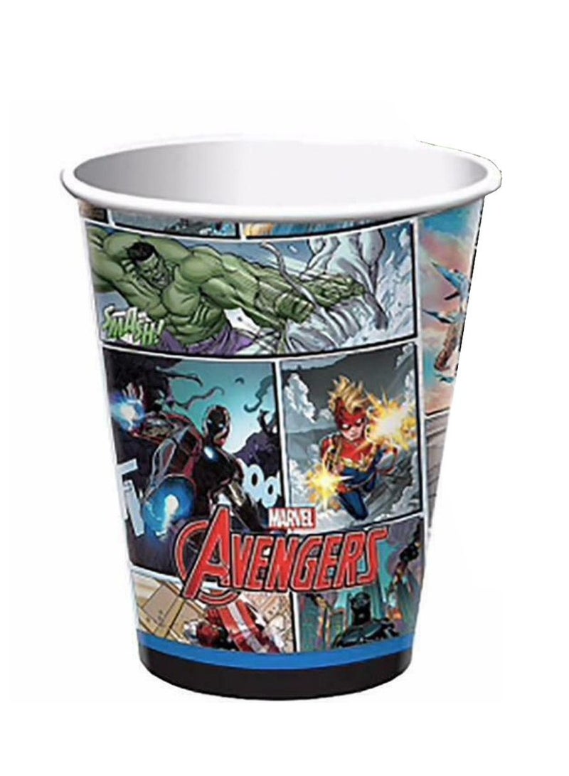 Amscan أيرون مان، 59 قطعة من أدوات المائدة لوازم الحفلات لـ 8 ضيوف، تشمل المناديل، الأطباق، الأكواب، أدوات المائدة، غطاء الطاولة، لافتة وبالون لـ 8 ضيوف - Image 5