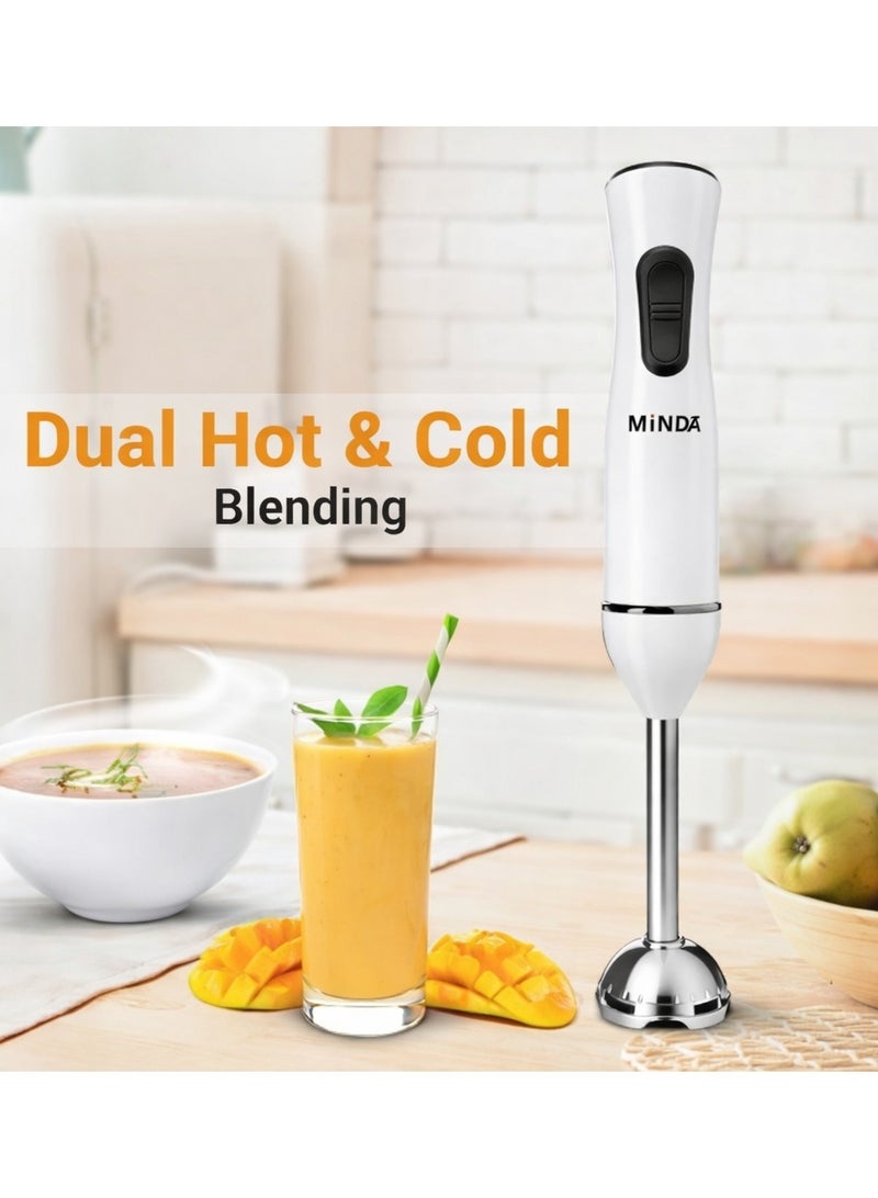 Minda Hand Blender 600W – Stainless Steel Blade – One-Touch Control – Lightweight & Compact Design – Ideal for Smoothies, Soups, Sauces – 1 Piece – White - Image 4