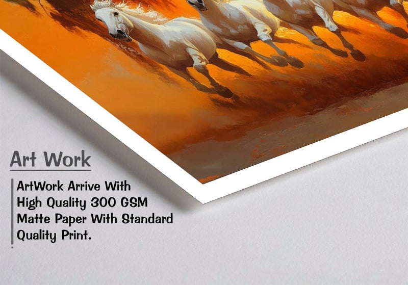 DBrush 7 Running White Horses Wall Painting 36 x 61 cm Laminated water proof Framed - Image 5