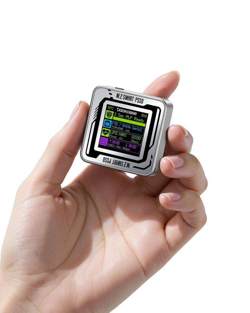 DOCKCASE Pocket M.2 2230 NVMe SSD Enclosure,Support 3s PLP Prevents Write Data Loss,USB 3.2 Gen 2 Type-C (10 Gbps), fits NVMe PCIe, Exclusive to Size 2230,Support M-Key B+M Key UASP (Silver) - Image 1