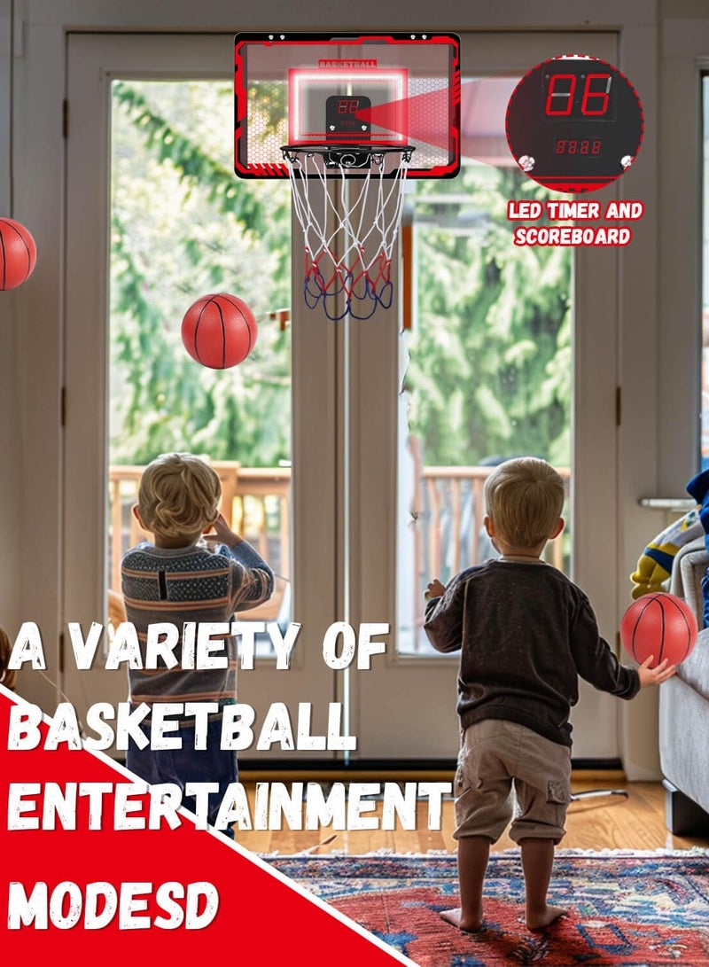 Indoor Basketball Hoop Set with 4 Balls for All Ages , Mini Basketball Hoop for Door with Complete Accessories, Fun Basketball Game Toys for Kids and Adults  - Image 3