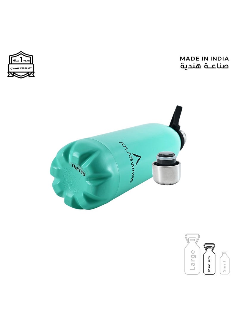 Atlasware - Water Bottle with a Capacity of 750 ml, Stainless Steel Water Bottle that keeps Cold for 52 Hours and Keeps Heat for 28 Hours, Lemon Tiffany - Image 1