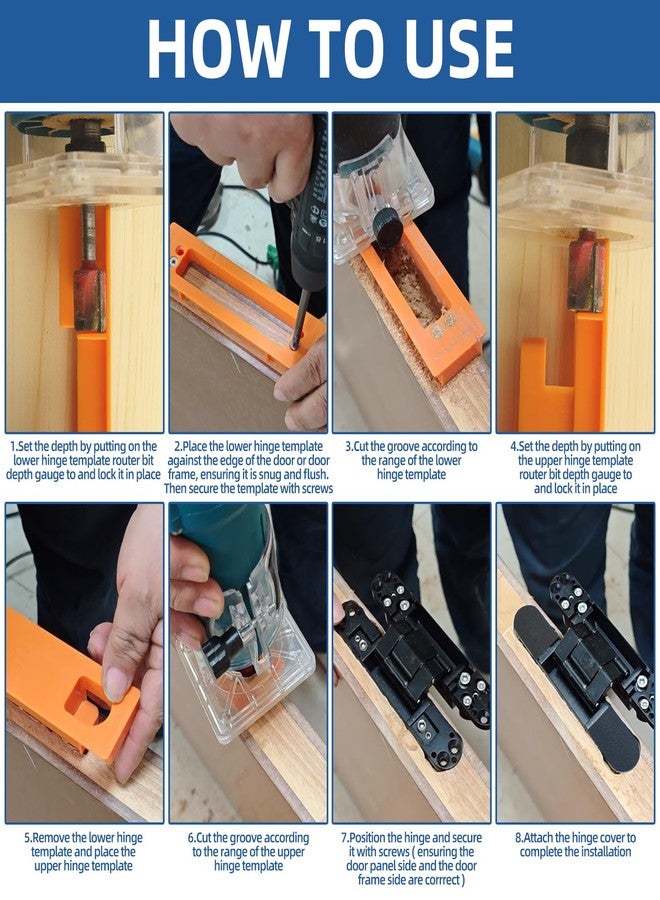 TamBee Hidden Hinge Mortiser Template Invisible Hinge Router Guide Template for TamBee Hidden Door Hinges Installation Kit, Lightweight & Reusable Design（6 inch） - Image 3