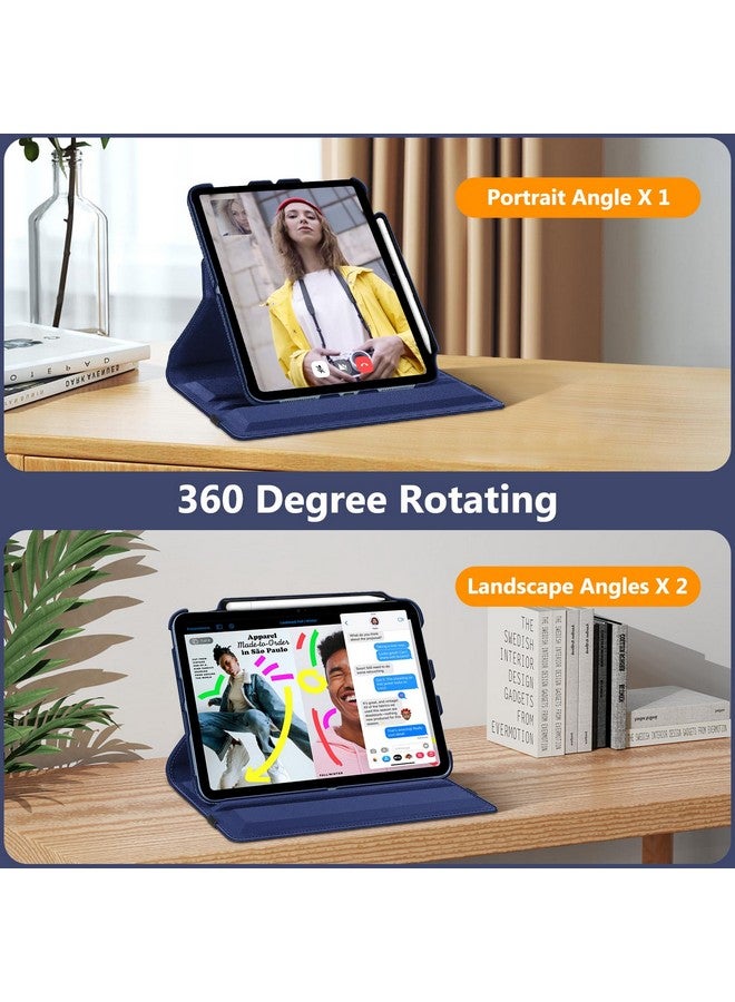Fintie Rotating Case for iPad (A16) 11th Generation 11 Inch (2025), iPad 10th Generation 10.9 Inch (2022) - [Built-in Pencil Holder] 360 Degree Rotating Protective Stand Cover, Navy