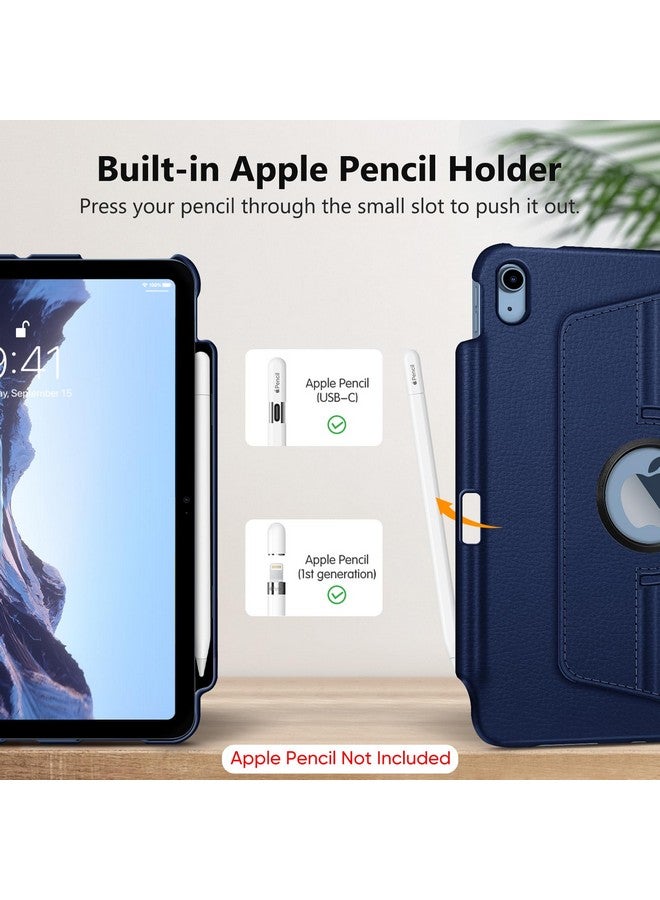 Fintie Rotating Case for iPad (A16) 11th Generation 11 Inch (2025), iPad 10th Generation 10.9 Inch (2022) - [Built-in Pencil Holder] 360 Degree Rotating Protective Stand Cover, Navy