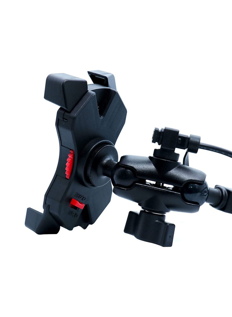 Generic Universal Smartphone Motorcycle Mount Mobile Holder , Cell Phone Holder with USB , KPH-UX-6-U - Image 3