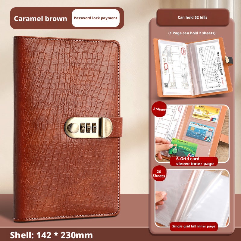 New Password Lock Deposit Ticket Holder, PU Leather, 48/40 Card Capacity, Multiple Colors - Image 2