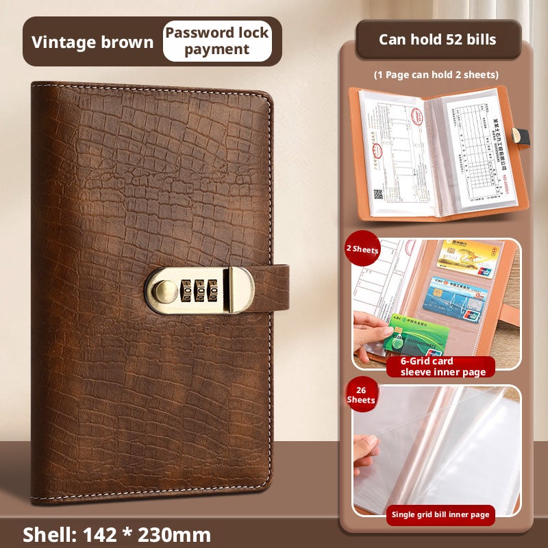 New Password Lock Deposit Ticket Holder, PU Leather, 48/40 Card Capacity, Multiple Colors - Image 3