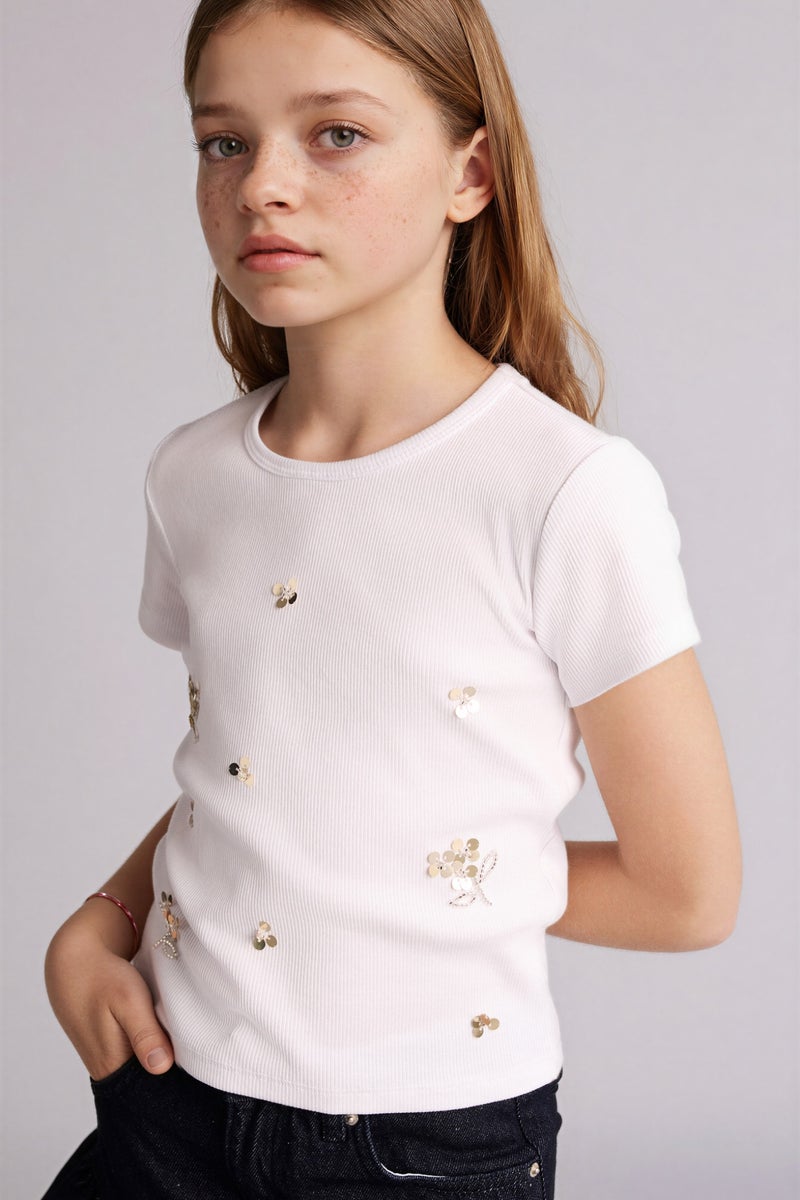 DeFacto White Girl Girl Short Sleeve T-Shirt Casual - Image 3