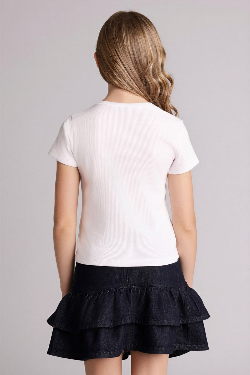 DeFacto White Girl Girl Short Sleeve T-Shirt Casual - Image 4