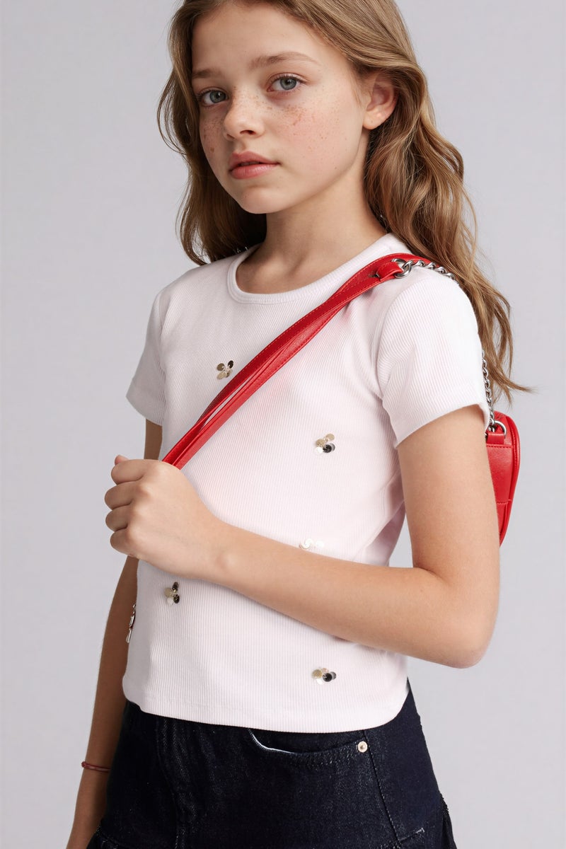 DeFacto White Girl Girl Short Sleeve T-Shirt Casual - Image 1