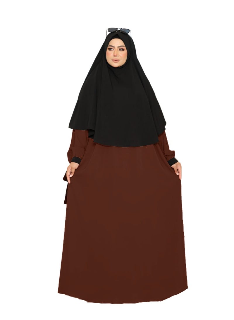 Generic - A two-piece outfit made of royal crepe, an abaya and a veil, the size is free size and can be worn up to 120 kilos for women. - Image 1