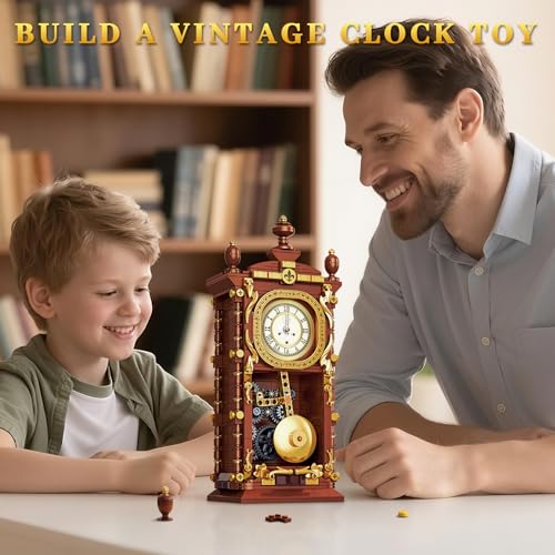 Loyratche Vintage Retro Swing Clock Building Set Pendulum Clocks Building Block Toys with Functional Mechanical Model Kit Compatible with Lego Home Decor Gift for Adults Teens 14 751 PCS - Image 5
