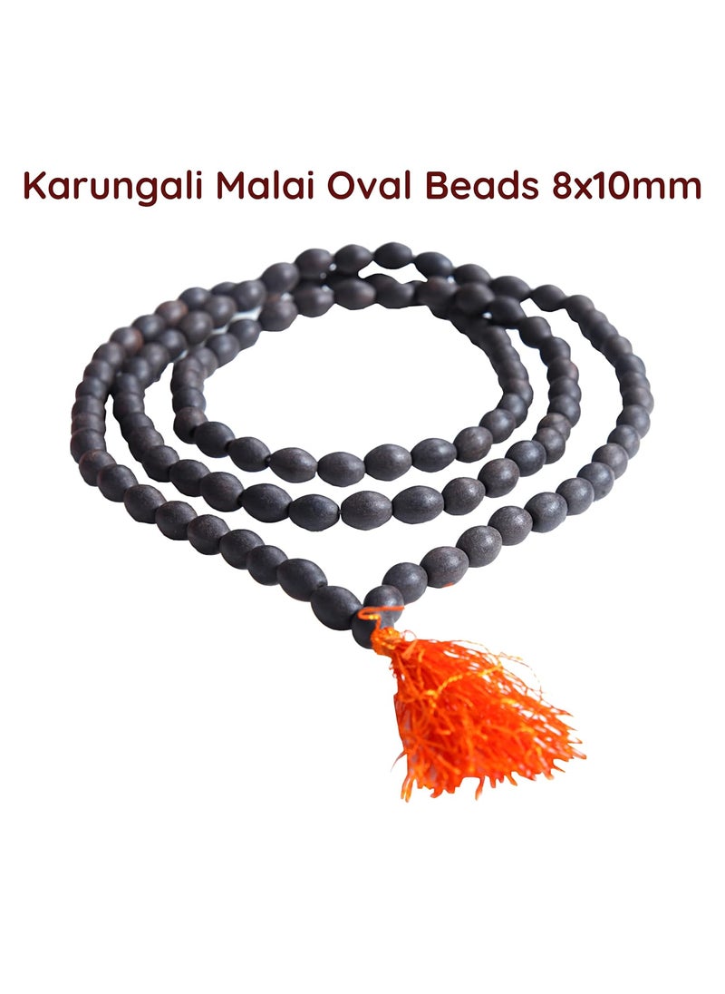 anciently Anciently 100% Natural Unpolished Karungali Malai Original Oval Beads | Karungali Malai Oval Beads 8x10mm - Natural Black Ebony Wood  - Image 2