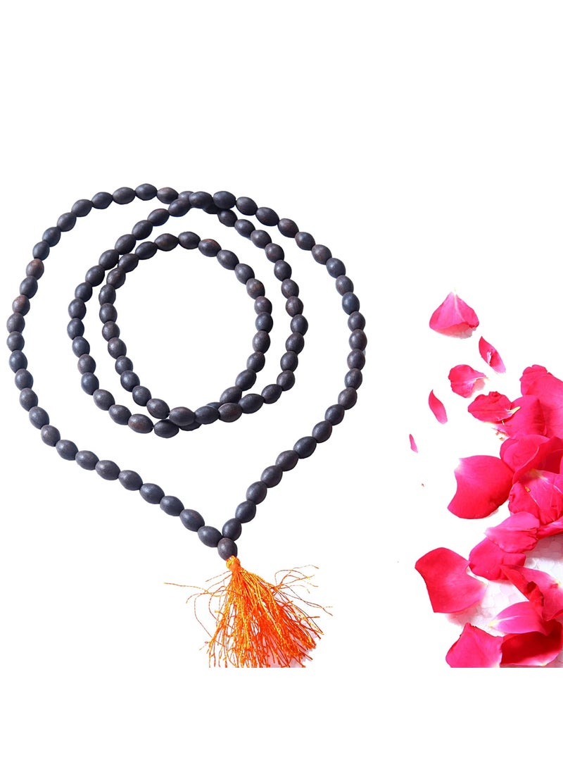anciently Anciently 100% Natural Unpolished Karungali Malai Original Oval Beads | Karungali Malai Oval Beads 8x10mm - Natural Black Ebony Wood  - Image 4