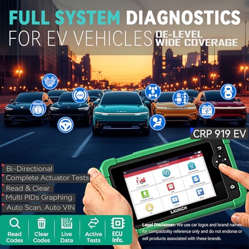LAUNCH CRP919 New Energy Vehicle Scanner, EV Scan Tool with All System, ECU Coding, Bidirectional Control, 43 Service, CANFD and DOIP, 2 Yers Free Update - Image 2
