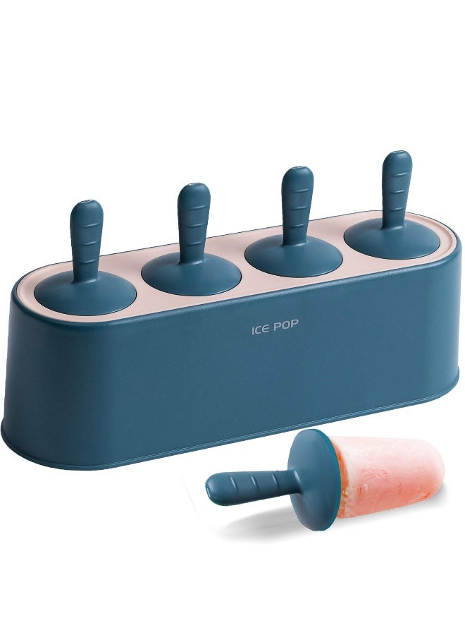 WYOK Popsicle Mold Set 4 Pieces Homemade Silicone Popsicle Maker Kid Easy Release Ice Cream Molds Reusable DIY Pop Molds (Blue) - Image 1