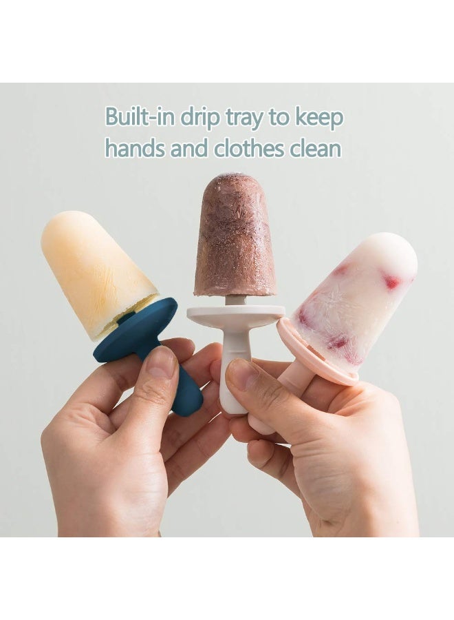 WYOK Popsicle Mold Set 4 Pieces Homemade Silicone Popsicle Maker Kid Easy Release Ice Cream Molds Reusable DIY Pop Molds (Blue) - Image 2