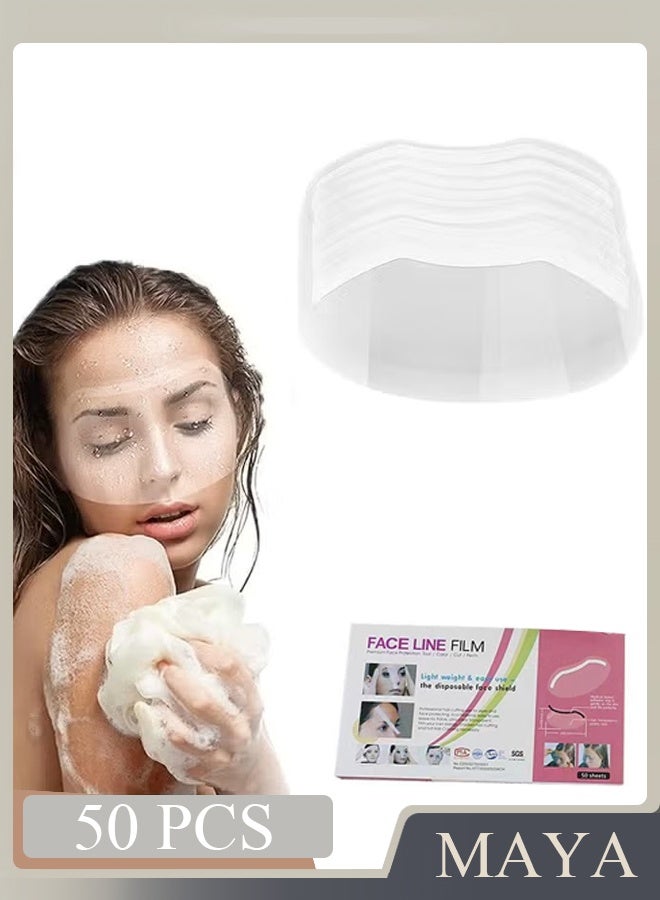 50-Piece Disposable Face Sheilds Shower Eye Shield, Transparent Plastic Hairspray Shield Face Visors, Makeup Protector Cover for Eyelash Extensions Hair Cutting - Image 1