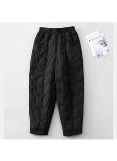 Generic 2024 Autumn/winter New Style Thickened Warm Down Pants Trendy Fashionable Loose Fit Elastic Waist Down Cotton Thermal Pants Black [1620 # 】 