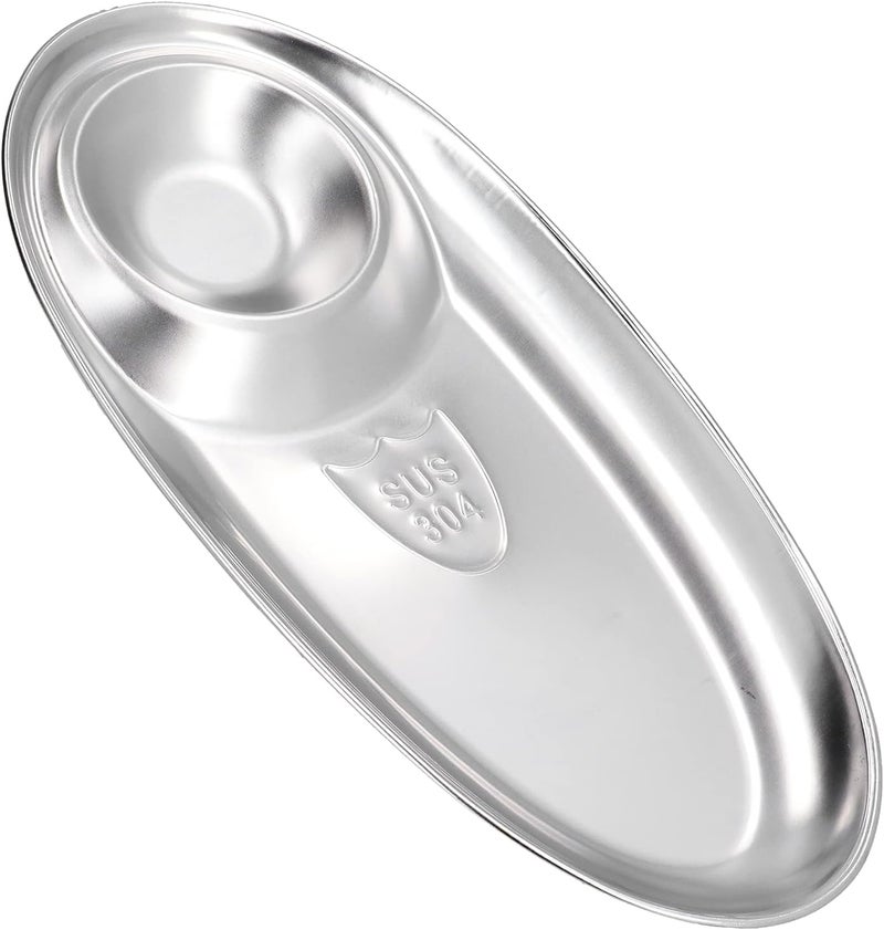 Stainless Steel Divided Snack Plate - Two-Compartment Serving Tray for Dip, Appetizers, Snacks, Veggies, and Chips - Perfect for Home and Outdoor Camping - Image 2