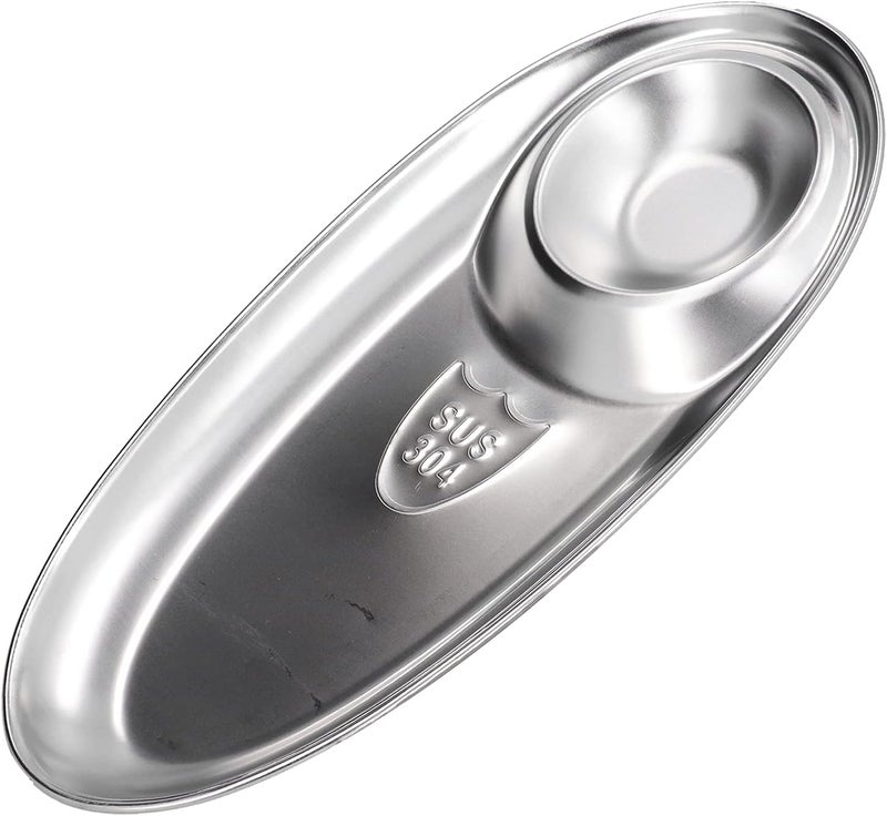 Stainless Steel Divided Snack Plate - Two-Compartment Serving Tray for Dip, Appetizers, Snacks, Veggies, and Chips - Perfect for Home and Outdoor Camping - Image 4