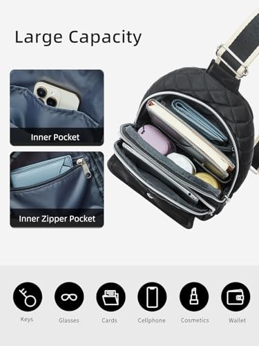 WESTBRONCO Crossbody Sling Bags for Women Large Nylon Travel Purse,Quilted Sling Backpack for Casual Daily - Image 3